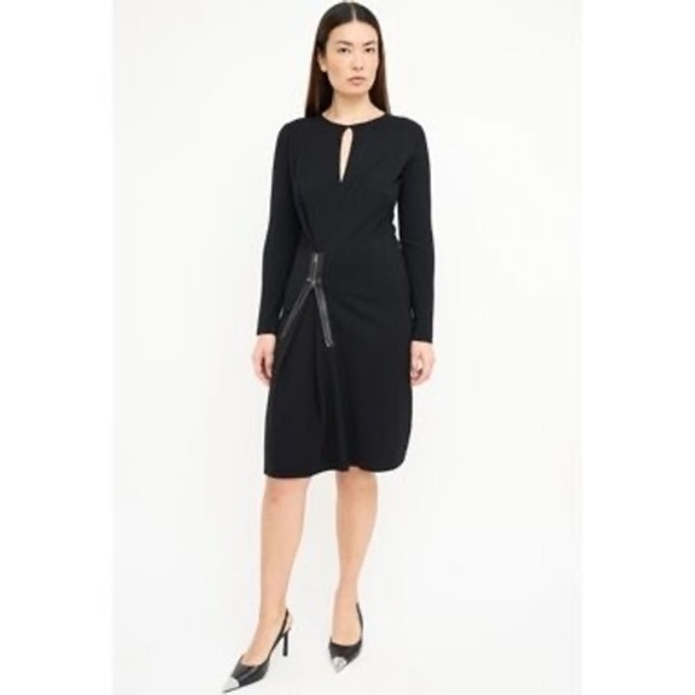 Tom Ford Black Virgin Wool Keyhole Zipper Detail Knit Midi Dress Medium